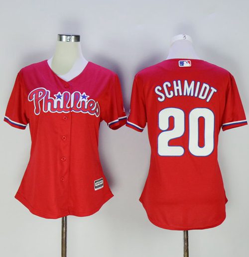 Phillies #20 Mike Schmidt Red Women's Alternate Stitched MLB Jersey - Click Image to Close